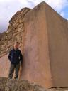 Ashe by one of OllantaytamboÂ´s largest stone blocks. How did the Inca move that block around?